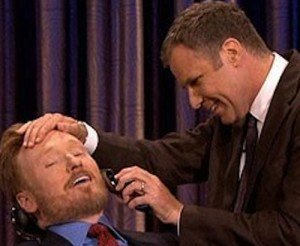 Conan OBrien shaved by Will Farell