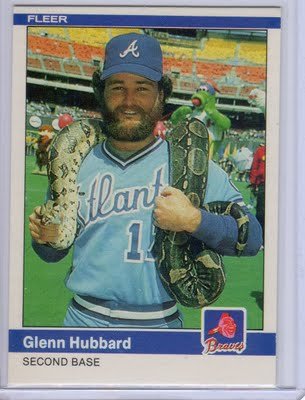 12 Hilarious Old Baseball Cards glenn hubbard snake