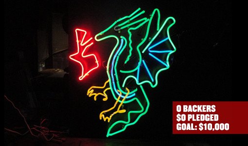 kickstarter 3 D neon dragon