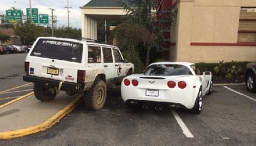 idiots who can't park a car corvette