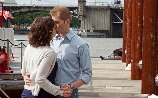 bad engagement photo couple street