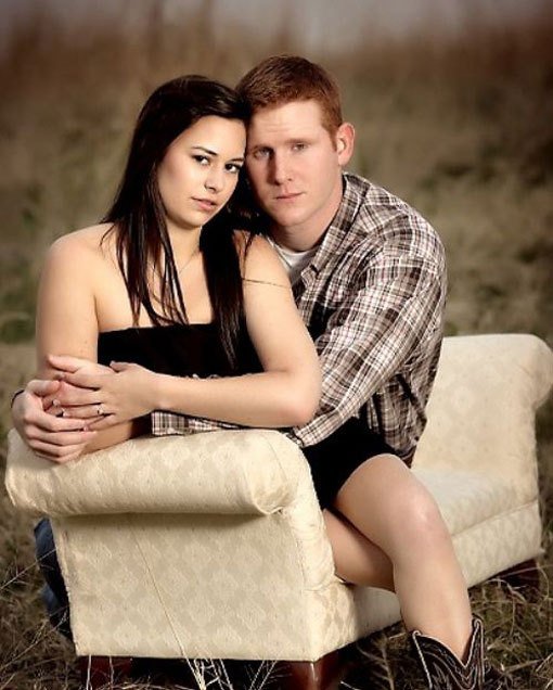 couch engagement photo