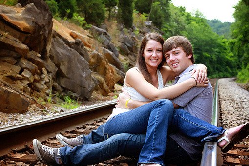 awful engagement photos train tracks