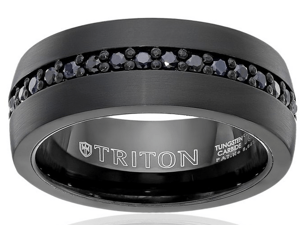 best wedding bands for men  Triton Black Tungsten