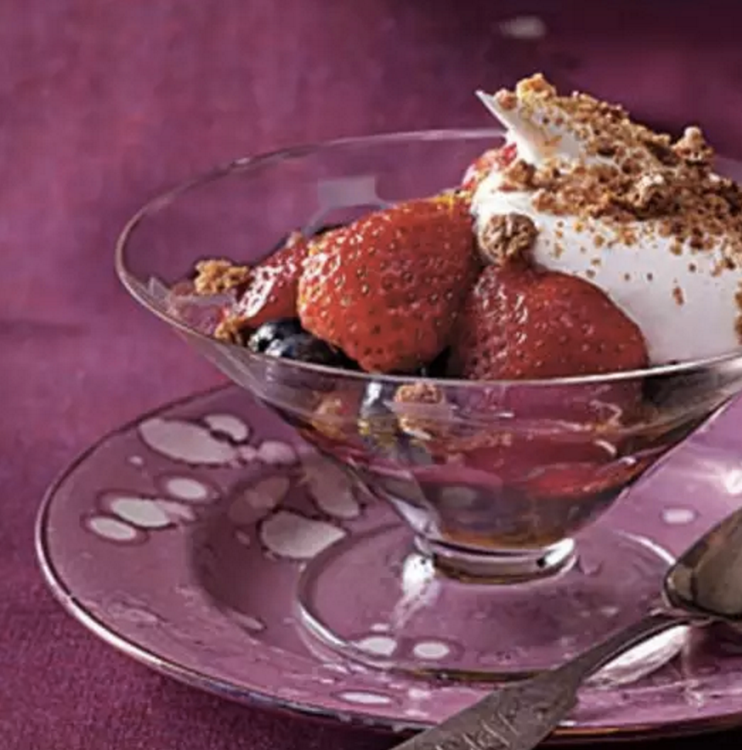 Champagne-Soaked Berries with Whipped Cream